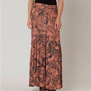 Free People Lisa Crepe Paisley Print Maxi Skirt